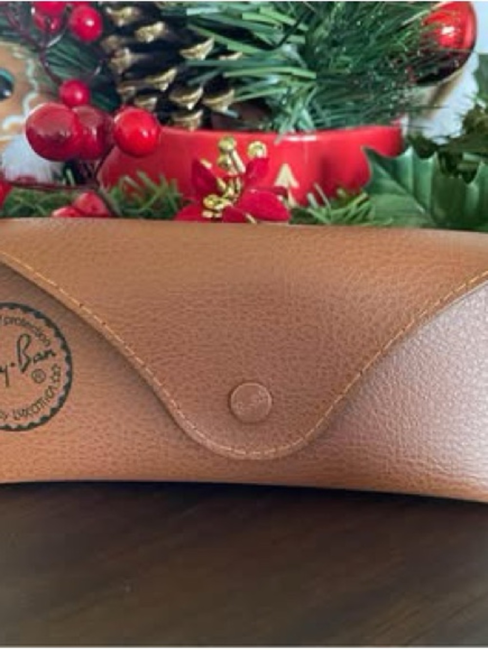 Ray-Ban Tan Pebbled Leather Sunglasses Case